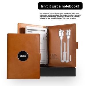 สมุดโน๊ตหนังรูปใบไม้แบบหลวม A5พร้อมแผ่น100แบบไร้สายไฟ LED โลโก้ธนาคารพลังงานของขวัญทางธุรกิจคริสต์มาสแบบผูกด้วยความร้อน - Product Image 5