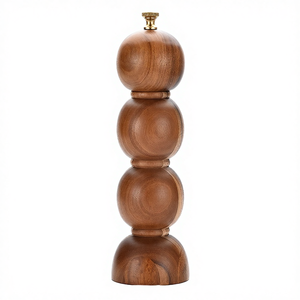 Wholesale Z/F GLOBAL EXPORT Gourd Shape Kitchen 8 Inch Acacia Wood Rotary Knob Manual Salt & <b>Pepper</b> <b>Grinder</b> Eco-Friendly - Product Image 4