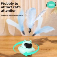 Nouveau Jouet Interactif pour Chat Tournant et Rotatif avec Longue Plume, Baguette de Teaser pour l'Auto-Amusement des Petits Chats, Idéal pour l'Intérieur - Vente Flash