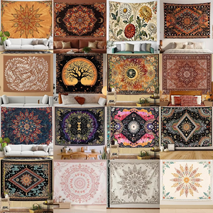 Tapiz de Pared con Estampado Floral de Poliéster, Estilo Bohemio, Decoración Rectangular, Impresión Digital, Patrón Tejido - Product Image 2