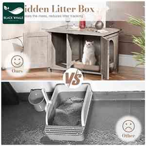 Meuble litière multifonctionnel pour chat avec double porte, toilettes pour chat, table d'appoint pour humain et animal domestique - Product Image 1