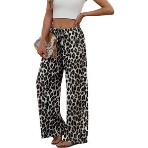 Pantalones anchos para mujer, cintura alta, con cordón, cintura elástica, pantalones Palazzo fluidos con bolsillos, ropa de verano para vacaciones en la playa - Product Image 4