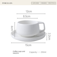 Haut de gamme blanc pur 250ml Latte tasse à thé ensemble tasses à café en céramique 90ml tasses à café expresso avec soucoupe