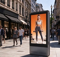 Layar Sentuh Dua Sisi/Double Sided 55 Inci Kecerahan Tinggi 4K Android Tahan Air IP65 LCD Digital Signage Totem Berdiri untuk Luar Ruangan