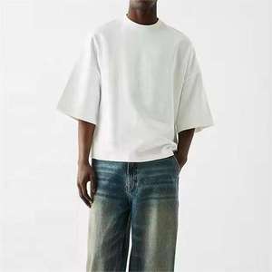 T-Shirt Oversize <span class=keywords><strong>Bianca</strong></span> Personalizzata da <span class=keywords><strong>Uomo</strong></span>, <span class=keywords><strong>Mezza</strong></span> <span class=keywords><strong>Manica</strong></span>, 100% Cotone di Alta Qualità, Stile Streetwear, Peso 300gsm - Product Image 4