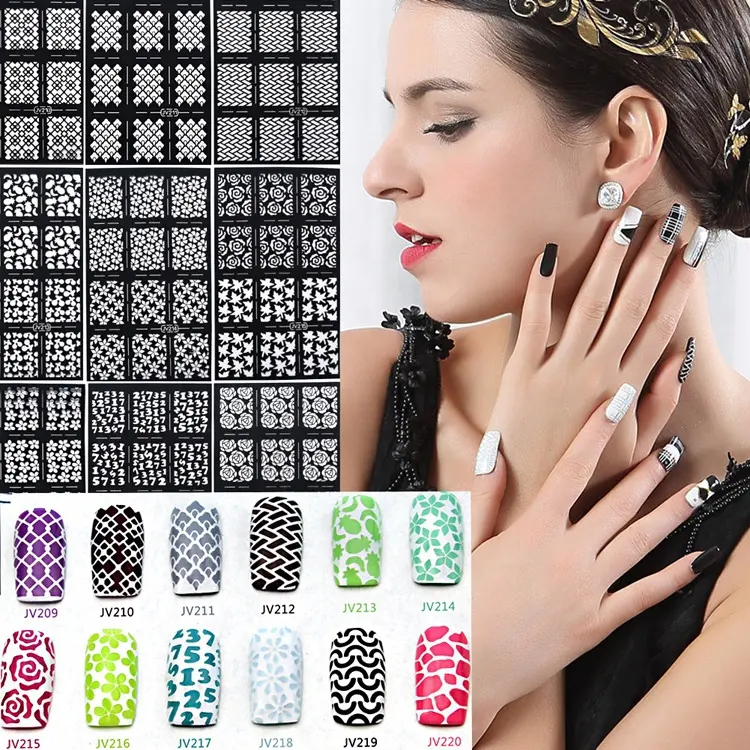 Toptan düşük fiyat yeni Airbrush nail art moda tasarım şablonlar, Nail Art Sticker şablonlar