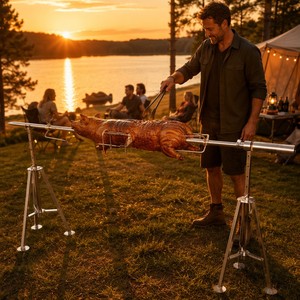 Griglia Rotante Portatile per Barbecue a Fuoco Aperto, Personalizzabile, per Agnello e <span class=keywords><strong>Pollo</strong></span>, con Treppiede - Product Image 5