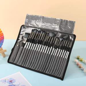 Professional SHENGCHENG 24 Pcs Artist Brush Set Premium Nylon Hair Wooden Handle Smooth Stroke for Acrylic <b>Oil</b> Watercolor - Product Image 4
