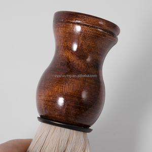 Pinceau à raser humide pour homme ZY, nylon synthétique, peau sensible, outil professionnel de barbier pour savon et crème à raser humide, manche en bois - Product Image 4