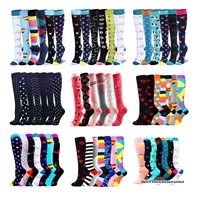 Ensembles de chaussettes de compression multicolores pour le sport, longueur mollet, pour le commerce international