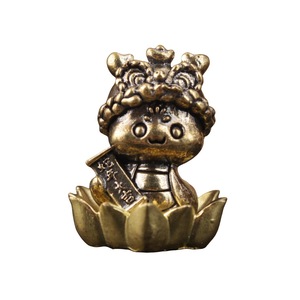 Brass Snake Figurine With Lion Dance <b>Hat</b> Lotus Base <b>Chinese</b> New Year Decoration For Living Room Home Office Desk Ornament 2Pcs - Product Image 5