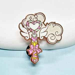 Épingles en métal personnalisées de haute qualité avec image de princesse et baguette magique rose, épingles en émail dur exquises et mignonnes - Product Image 5