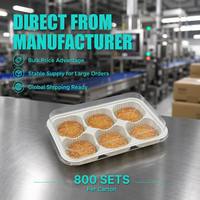 Boîte à pâtisserie à six compartiments avec couvercle transparent, base en plastique, conteneur jetable en PET, emballage alimentaire personnalisable, 6 pièces, crème de mochi glacée