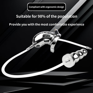 Ensemble de dispositifs de chasteté masculine FRRK avec plug anal métallique amovible, cage en silicone, jouet sexuel <span class=keywords><strong>extrême</strong></span> pour hommes SM - Product Image 3