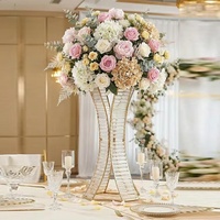 Support floral en métal doré et argenté pour centre de table de luxe pour événements de mariage, vente en gros