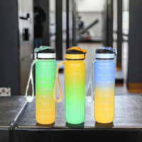 Bouteille de sport personnalisée avec logo, grande capacité 32 oz, marqueur de temps, bouteille de gym motivante, couvercle en acier inoxydable, revêtement anti-corrosion écologique