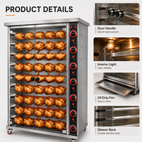 Machine à rôtir les poulets à neuf broches en acier inoxydable pour professionnels de la restauration