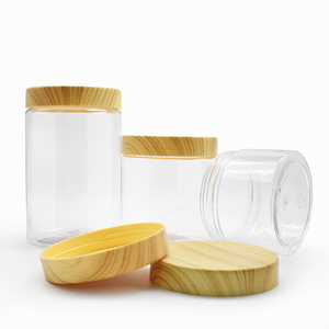<span class=keywords><strong>Tarro</strong></span> de Plástico PET Transparente de 200ml, 300ml, 400ml, 500ml, 800ml, 1000ml con Tapa de Bambú con Aspecto de Madera - Product Image 3