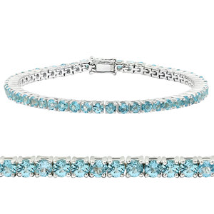 Bracelet en argent sterling classique avec topaze bleu ciel, finition polie, sertissage griffe, pour fêtes et mariages - Product Image 1