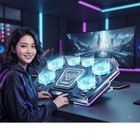 Support de refroidissement pour ordinateur portable D13 à 6 ventilateurs RGB, radiateur en aluminium et plastique refroidi par air pour le gaming