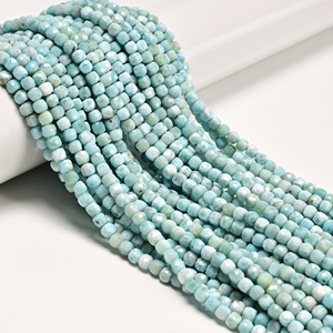 Filo di perle sfaccettate a cubo in pietra <span class=keywords><strong>naturale</strong></span> di cianite verde, larimar e <span class=keywords><strong>acquamarina</strong></span> da 4 mm all'ingrosso per la creazione di gioielli e collane - Product Image 1