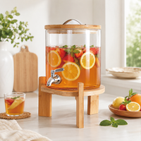 Distributeur de boissons en verre borosilicate cylindrique de 5L, 7.5L, 10L avec robinet pour mariages et fêtes – Vente en gros