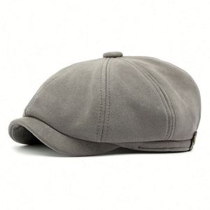 Autumn Winter Men Suede Newsboy <b>Hat</b> Vintage Painter Beret Cap Sports Casual 8 Panel Newsboy <b>Hat</b> - Product Image 5