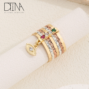 Anillo <span class=keywords><strong>de</strong></span> Siete Círculos con Ojo <span class=keywords><strong>de</strong></span> <span class=keywords><strong>Demonio</strong></span> Chapado en Oro <span class=keywords><strong>de</strong></span> Tres Colores <span class=keywords><strong>de</strong></span> Alta Calidad - Product Image 5