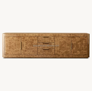 Sassanid Living <span class=keywords><strong>Furniture</strong></span> Caramel Oak Burl Bardot Burl Consola multimedia de 4 puertas con cajones - Product Image 1