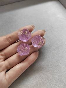 100 pièces de fleurs en résine dorée scintillante de 18 mm, à dos plat, roses, embellissements, cabochons, bricolage, scrapbooking, fabrication de cartes - Product Image 3