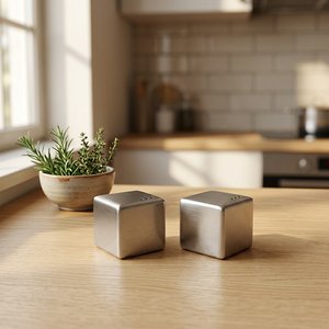 High Demand Eco-Friendly Stainless Steel Salt Pepper Shaker <b>Set</b> Unique <b>Dice</b> Shape Hand Wash Only Table Decoration Cooking - Product Image 3
