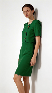 Elegante Conjunto de Traje Formal de 2 Piezas <span class=keywords><strong>para</strong></span> Oficina, Falda Ajustada y Top de Cuello Redondo de <span class=keywords><strong>Manga</strong></span> <span class=keywords><strong>Corta</strong></span> - Product Image 3