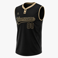 Maillot de baseball sans manches personnalisé imprimé en gros, léger, respirant, entièrement boutonné, pour équipe, entraînement, été, jeu, adultes