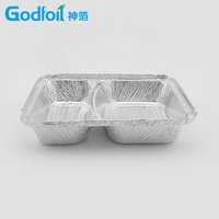 Boîte d'emballage jetable pour restauration rapide, 2 compartiments, conteneur en aluminium alimentaire avec couvercle
