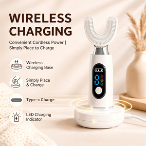 <span class=keywords><strong>Brosse</strong></span> à dents électrique sonique automatique intelligente en forme de U pour adultes 360 °   Brosses en nylon douces et propres, 8 modes, charge sans fil, personnalisable - Product Image 5