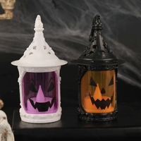 Lanterne citrouille d'Halloween avec poignée, bougie LED sans flamme pour table, fête, intérieur, extérieur, décoration de maison hantée
