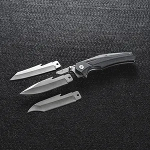440C with G10 handle folding knife come with two blade