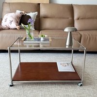 Table basse en verre trempé de style moderne du milieu du siècle, avec structure en fer, design minimaliste, pour petits appartements, mobile et modulaire, démontable