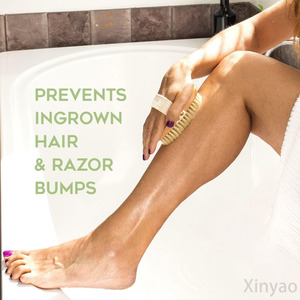 แปรงขัดผิวอาบน้ำแบบแห้งพร้อมขนแข็งเต่งตึงสำหรับเซลลูไลท์ด้ามจับยาวสามารถถอดออกได้สำหรับการอาบน้ำแบบเปียกและแห้งโลโก้ตามสั่ง - Product Image 6