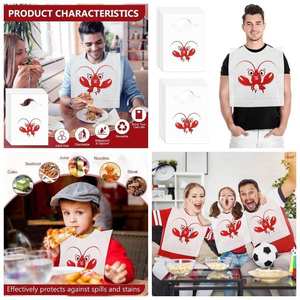 Baberos Desechables de Plástico Impresos Personalizados para Adultos, Delantal Impermeable para Restaurante con Diseño de Mariscos, Langosta y Cangrejo - Product Image 5