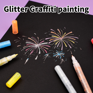 <span class=keywords><strong>Pennarelli</strong></span> Glitterati Flysea 12 Colori Punta Fine Inchiostro Permanente Brillante Metallizzato per Scrapbooking, Tazze in Vetro, Pittura su Rocce - Product Image 4