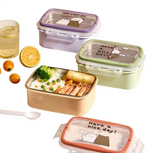 Boîte de conservation alimentaire en acier inoxydable imprimée avec couvercle, boîte à lunch rectangulaire portable pour la cuisine et les pique-niques - Product Image 3