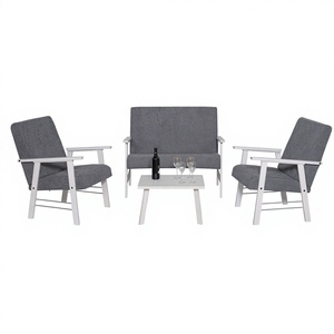 ชุดโซฟาไม้และโต๊ะกาแฟสไตล์ร่วมสมัยสำหรับห้องนั่งเล่น ใช้ได้ทั้งภายนอกและภายในบ้านพักตากอากาศและอพาร์ตเมนต์ - Product Image 1