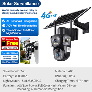 Telecamera PTZ Solare Wireless con 3 Obiettivi, Sicurezza Esterna WiFi, Telecamera CCTV Solare con Scheda SIM 4G - Product Image 2