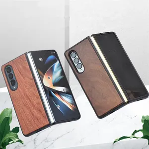 Buy in bulk wholesale luxury high end shockproof wooden phone case for samsung z fold 4 5 case