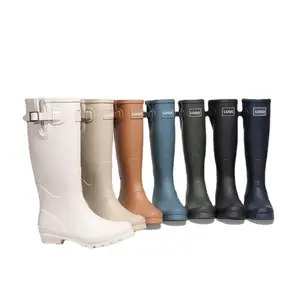 Custom Logo New Style Gumboots Woman Waterproof Rain Boots Natural Rubber Wellies Women's Field Welly Wellington Boots