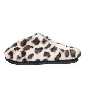 Pantoufles en fausse fourrure imprimé léopard pour femmes, chaussures d'intérieur douces et confortables, chaussures d'hiver chaudes, taille 4 - Product Image 1