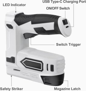Pistolet à clous sans fil 2-en-1, agrafeuse et cloueur à batterie lithium-ion pour tapisserie - Product Image 4