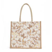 Sac à bandoulière élégant en PU et lin floral avec fermeture éclair, nouveau style tendance, grande capacité, pour usage industriel, en chanvre, modèle pour le travail et les trajets quotidiens