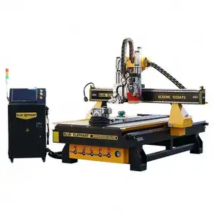 Blue Elephant CNC 1325 4x8ft ATC Linear Automatic Tool Changer Wooden Sculpture 3D Carving Machine With Movable Rotary Axis